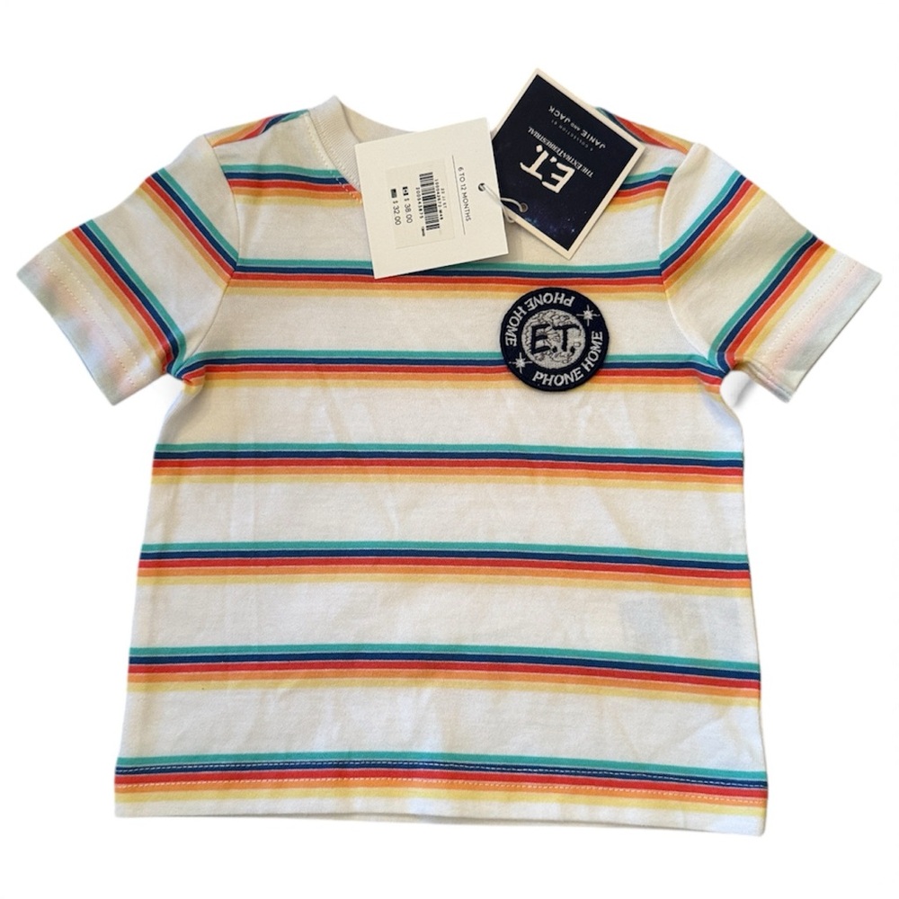 Janie & Jack x E.T. Collab Striped Tee (6-12M) | Limited Edition Patch Top